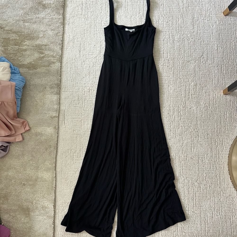 Steve Madden Square Neck Wide Leg Black Jumpsuit - Picture 2 of 4